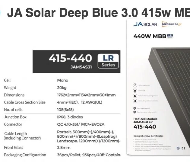 JA Solar Deep Blue 3.0 415w MBB - Image 3